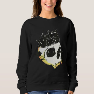 Cute Black Kittens In Skull Art Sweatshirt