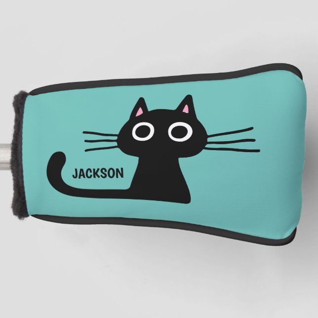 Cute Black Kitty Cat | Cool Kitten Personalized Golf Headcover (Vorderseite)