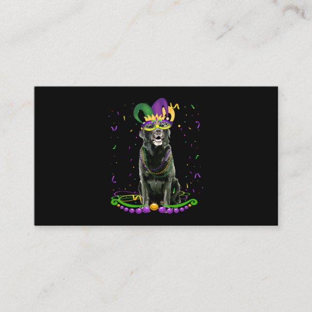 Cute Black Lab Wearing Carnival Mask Mardi Gras Do Visitenkarte (Vorderseite)