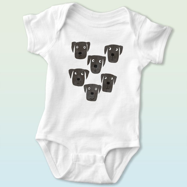 Cute Black Labrador Retriever Dog Baby Strampler (Black labrador retriever dog baby bodysuit)