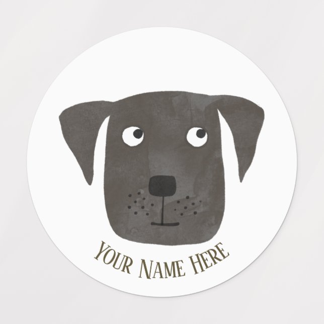 Cute Black Labrador Retriever Dog Etiketten (Design 1)