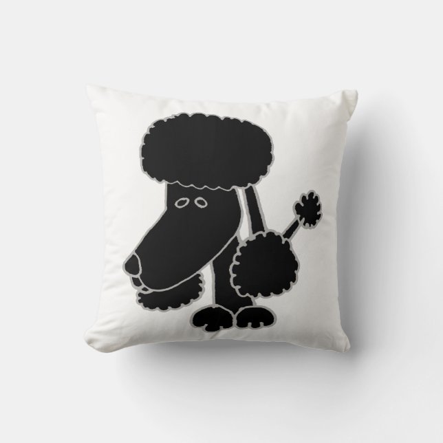 Cute Black Poodle Face Puppy Dog Design Kissen (Vorderseite)