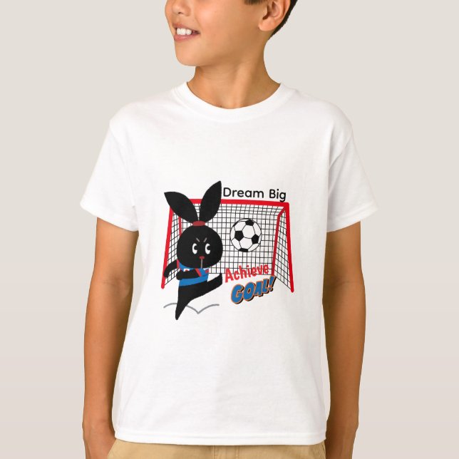 Cute Black Rabbit Soccer Player Design T-Shirt (Vorderseite)