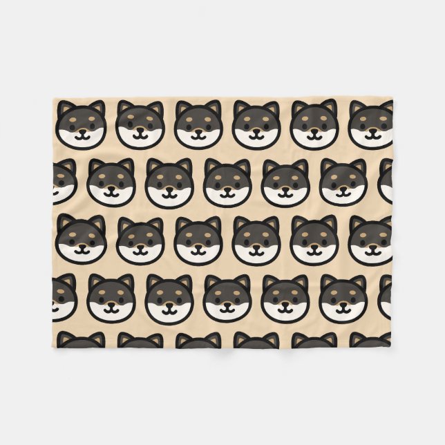 Cute black Shiba Inu Dog Face Fleecedecke (Vorderseite (Horizontal))