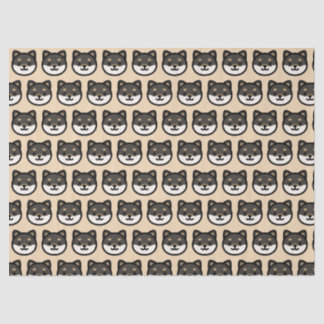 Cute black Shiba Inu Dog Face Seidenpapier