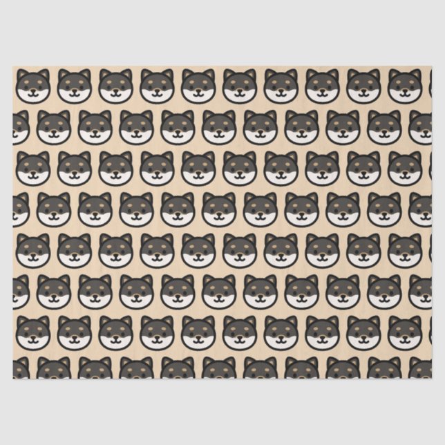 Cute black Shiba Inu Dog Face Seidenpapier (Vorderseite)
