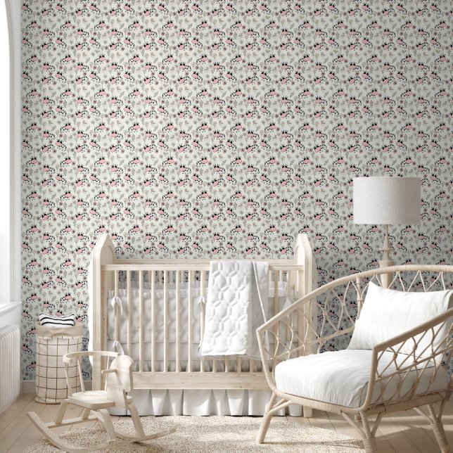 Cute Black & White Cows Seamless Pattern Wallpaper Tapete (Kinder)