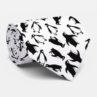 Cute black white penguin pattern white background krawatte