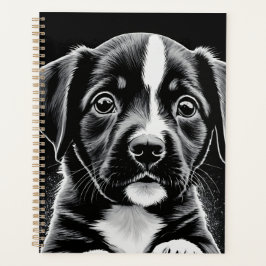 Cute Black & White Puppy – Dog Lover Planner Planer