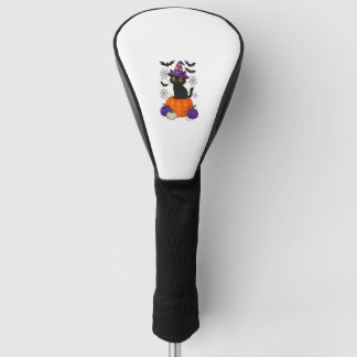 Cute Black Witch Cat Pumpkin Halloween Costume Fal Golf Headcover
