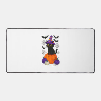 Cute Black Witch Cat Pumpkin Halloween Costume Fal Schreibtischunterlage