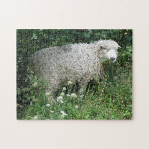 Cute Blanc Fluffé Manger Puzzle