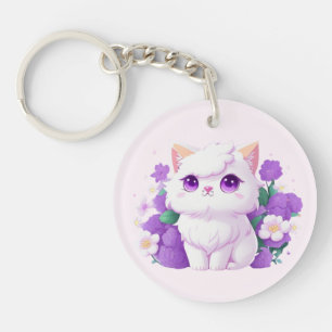 Cute blanc Fluffy Chat persan avec gloire du matin