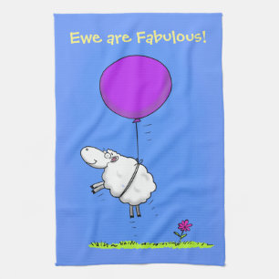 Cute blanc mouton dessin animé serviette de cuisin