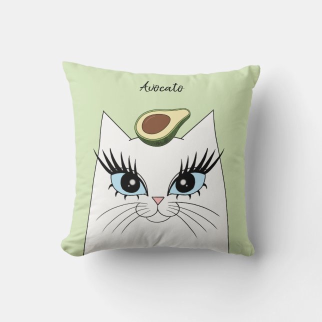 Cute blanche Femme Chat visage avocat coussin (Recto)