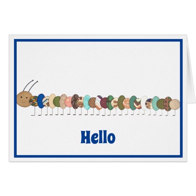 Cute Blank Carte pour notes-Caterpillar #1-Personn (Devant horizontal)