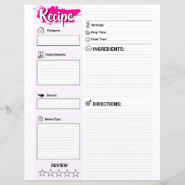 Cute Blank Recipe Paper Sheet (Full Page Fillable)