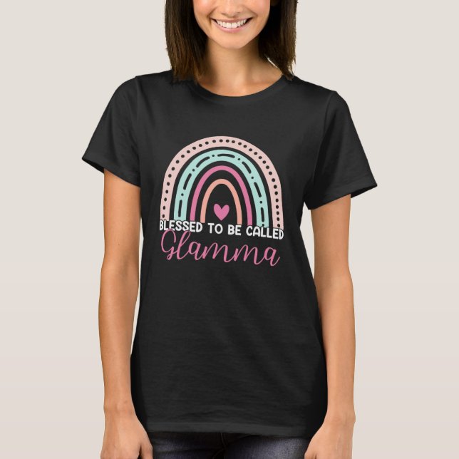 Cute Blessed To Be Called Glamma Rainbow Mom Grand T-Shirt (Vorderseite)