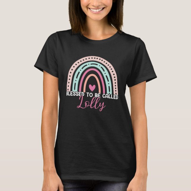 Cute Blessed To Be Called Lolly Rainbow Mom Grandm T-Shirt (Vorderseite)