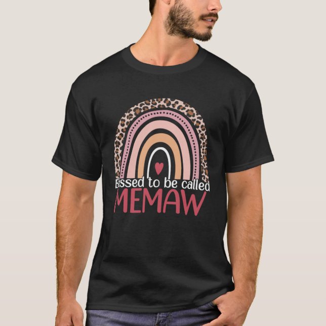 Cute Blessed To Be Called Memaw Rainbow Leopard Mo T-Shirt (Vorderseite)