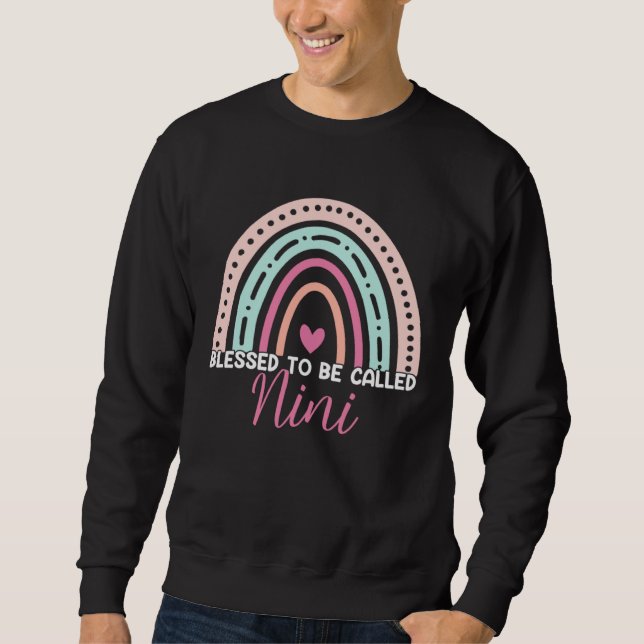Cute Blessed To Be Called Nini Rainbow Mom Grandma Sweatshirt (Vorderseite)