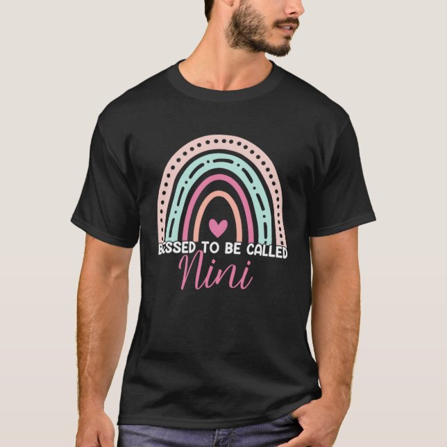 Cute Blessed To Be Called Nini Rainbow Mom Grandma T-Shirt (Vorderseite)
