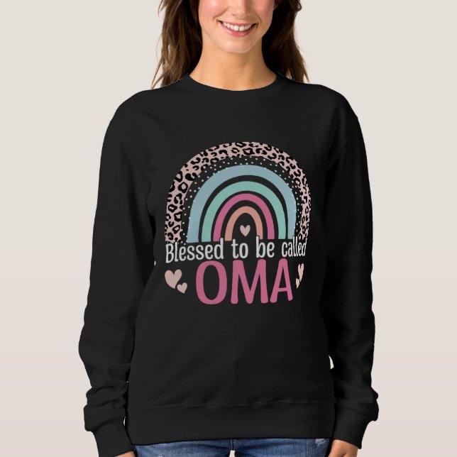 Cute Blessed To Be Called Oma Boho Rainbow Leopard Sweatshirt (Vorderseite)