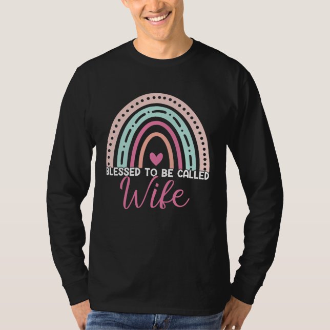Cute Blessed To Be Called Wife Rainbow Mom Grandma T-Shirt (Vorderseite)