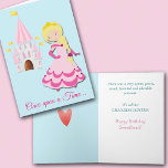 Cute Blonde Princess Granddaughter Birthday Card Feiertagskarte<br><div class="desc">Here is a cute birthday card for the granddaughter or daughter who dreams of being a princess! The front of the card has a pretty blonde haired princess girl wearing a gold crown and a pink dress. Behind her, in the distance, is her pink and white castle with gold flags...</div>
