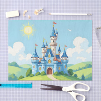 Cute blue and white castle seidenpapier
