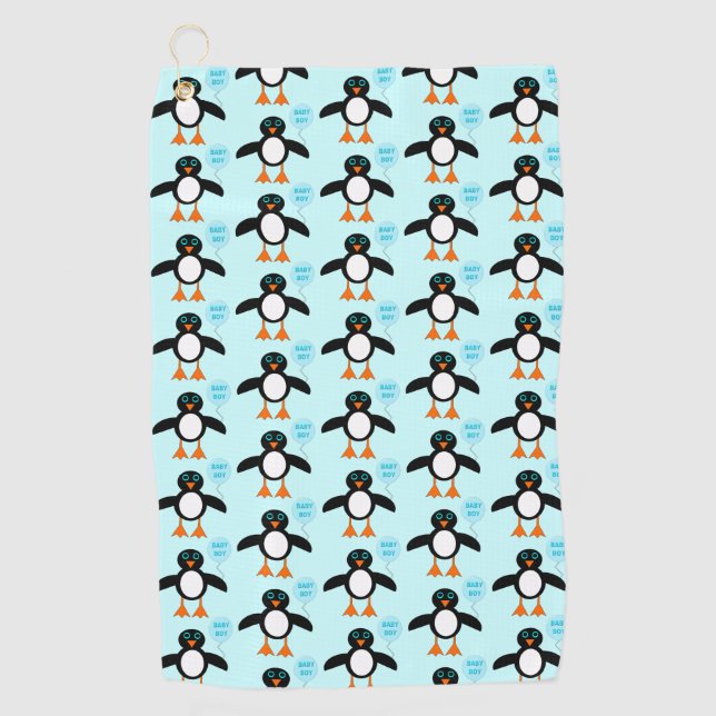 Cute Blue Baby Boy Penguin Golf Serviette (Devant)