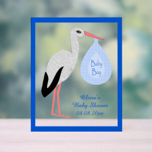Cute Blue Baby Boy Stork Baby shower personnalisé