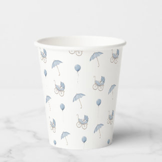 Cute Blue Baby Buggy Baby Shower Pappbecher
