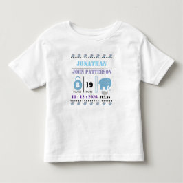 Cute Blue Baby Elephant Birth Announcement Kleinkind T-shirt