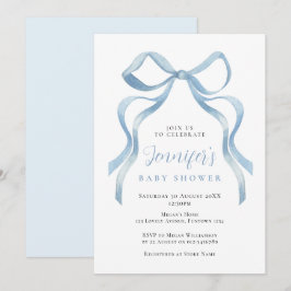 Cute Blue Bow Baby Shower invitation Einladung