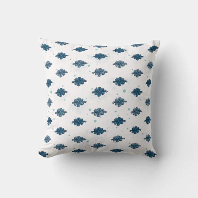 Cute Blue Bow Pattern Throw Pillow Kissen (Vorderseite)