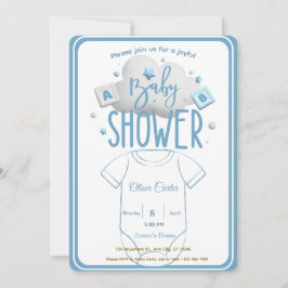 Cute Blue Boy Baby Shower Invitation Einladung