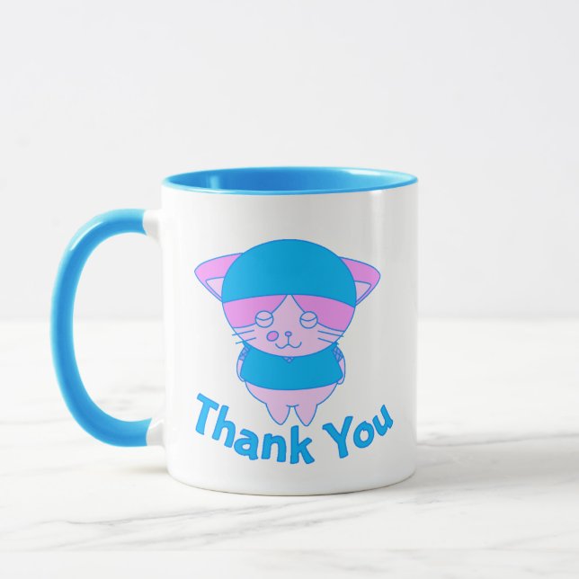 Cute Blue Chat Motif Coupes de café & Mugs (Gauche)