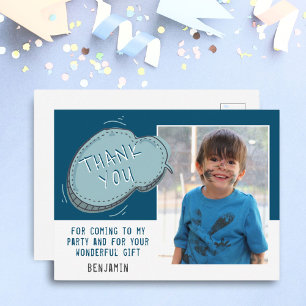 Cute Blue Cloud Anniversaire Merci Carte photo