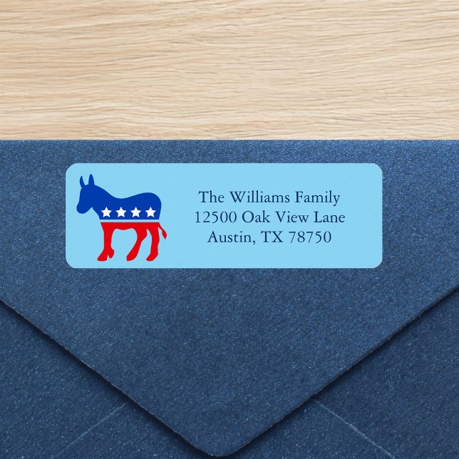 Cute Blue Democrat Donkey Political Return Address (Von Creator hochgeladen)