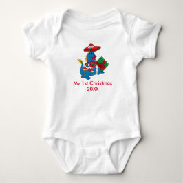 Cute blue dragon 1st Christmas Baby Creeper Strampler