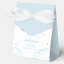 Cute Blue Elephant Helicopter Baby Shower Welcome 