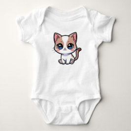 Cute Blue Eyed Cat Cartoon Character Baby Strampler