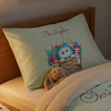 Cute Blue Fluffy Sock Monster Kids Design