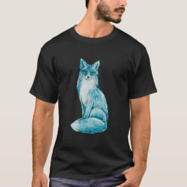 Cute Blue Fox Cartoon with Sparkle T-Shirt