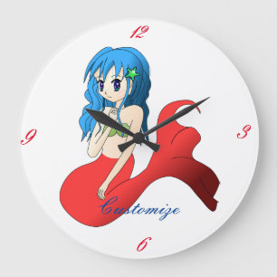 Cute Blue-haired Mermaid Thunder_Cove Große Wanduhr