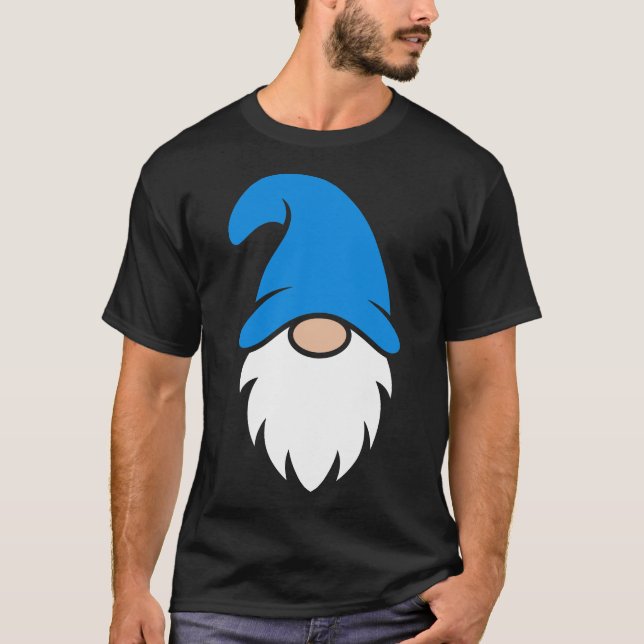 Cute Blue Hat Christmas Gnome T-Shirt (Vorderseite)