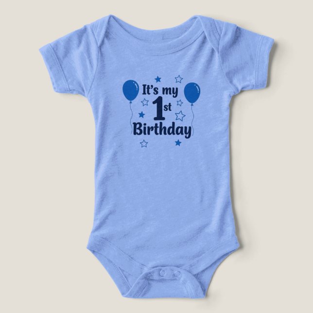 Cute Blue "It's My 1st Birthday" Baby (Design Vorderseite)