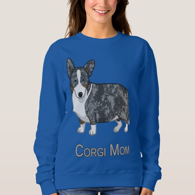 Cute Blue Merle Cardigan Welsh Corgi Mom Dog Lover Sweatshirt (Vorderseite)