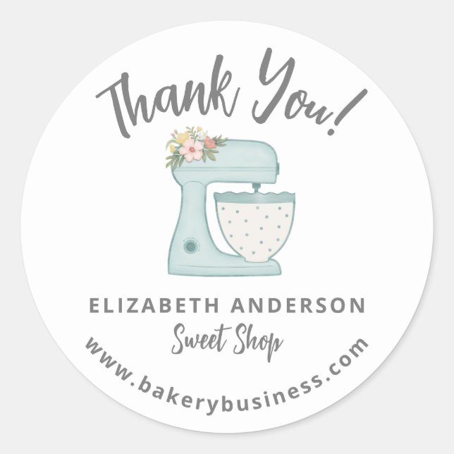 Cute Blue Mixer Boulangerie Business Merci Sticker (Devant)
